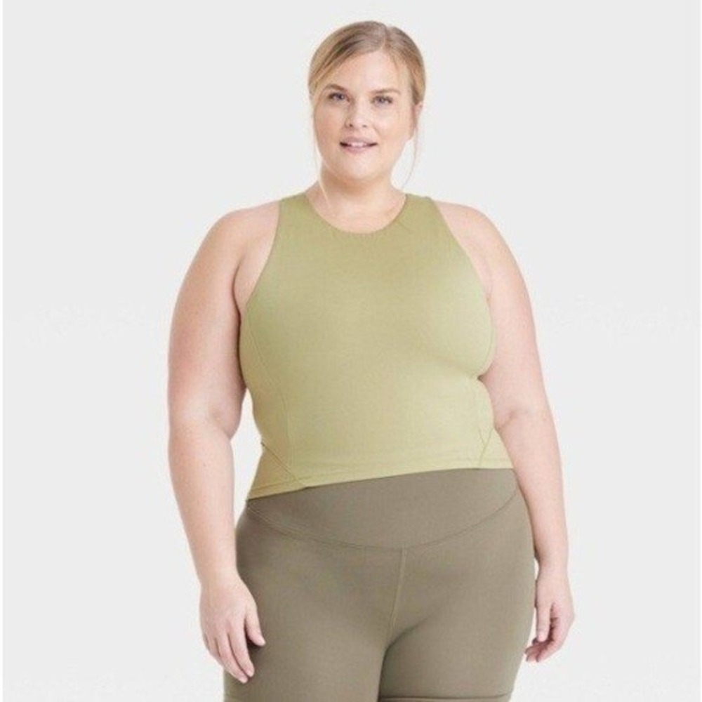 All in Motion Olive Green High Neck Longline Racerback Sports Bra 2X NWT